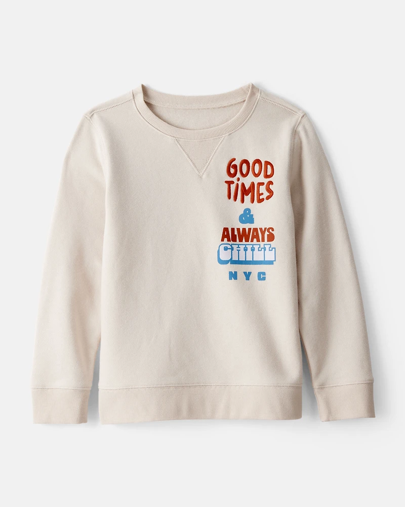 Boys Fleece Pullover Sweatshirt - Cream