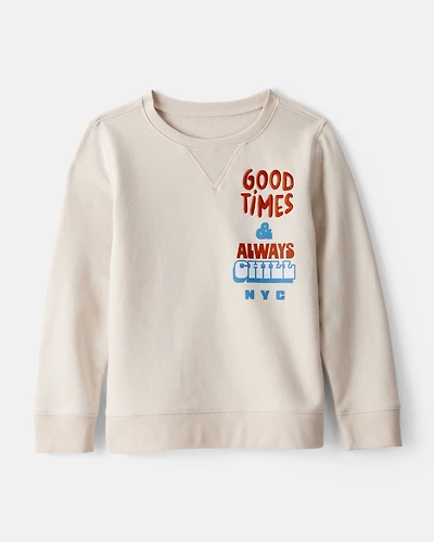 Boys Fleece Pullover Sweatshirt - Cream