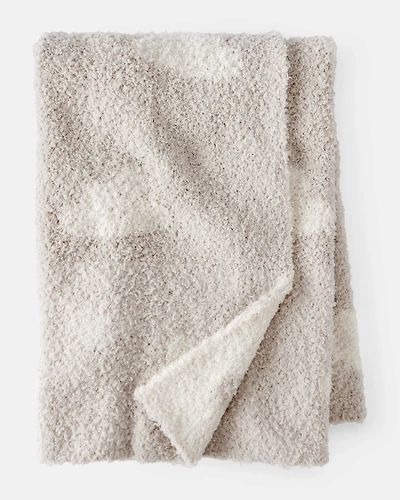 Cloud Print Plush Blanket - Beige