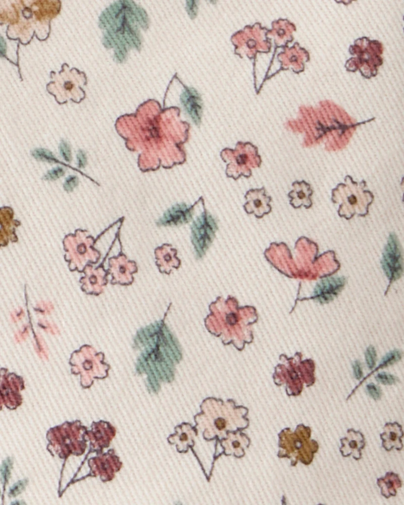 Toddler Girl Floral Print Cotton Skirt - Ivory