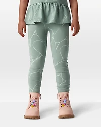 Toddler Girl Cotton Heart Stretch Leggings - Green