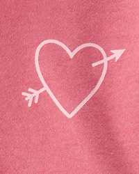 Girls Heart Print Quarter-Zip Pullover Sweatshirt - Pink