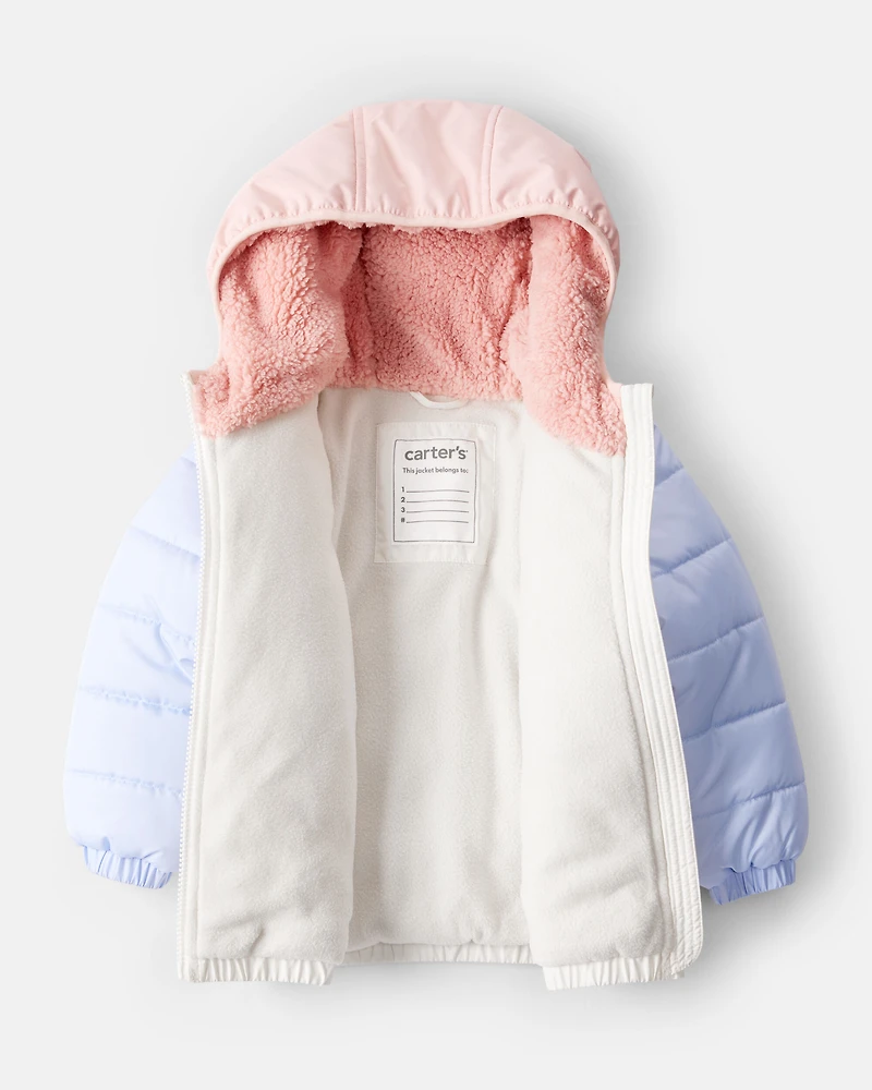 Toddler Girl 2-Piece Color Block Hooded Snowsuit Jacket & Bib Set