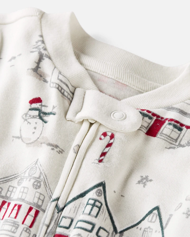 Baby Organic Cotton Sleep & Play Pajamas in Winter Village