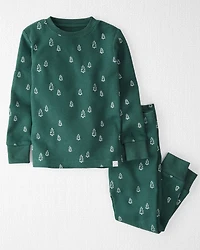 Toddler Christmas Tree Print Waffle Knit Pajamas Made with Organic Cotton