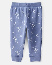 Baby Girl Heart Print Drawstring Joggers - Blue