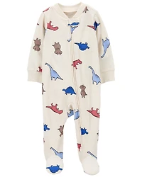 Baby Boy Dinosaur 2-Way Zip Waffle Knit Sleep & Play Pajamas