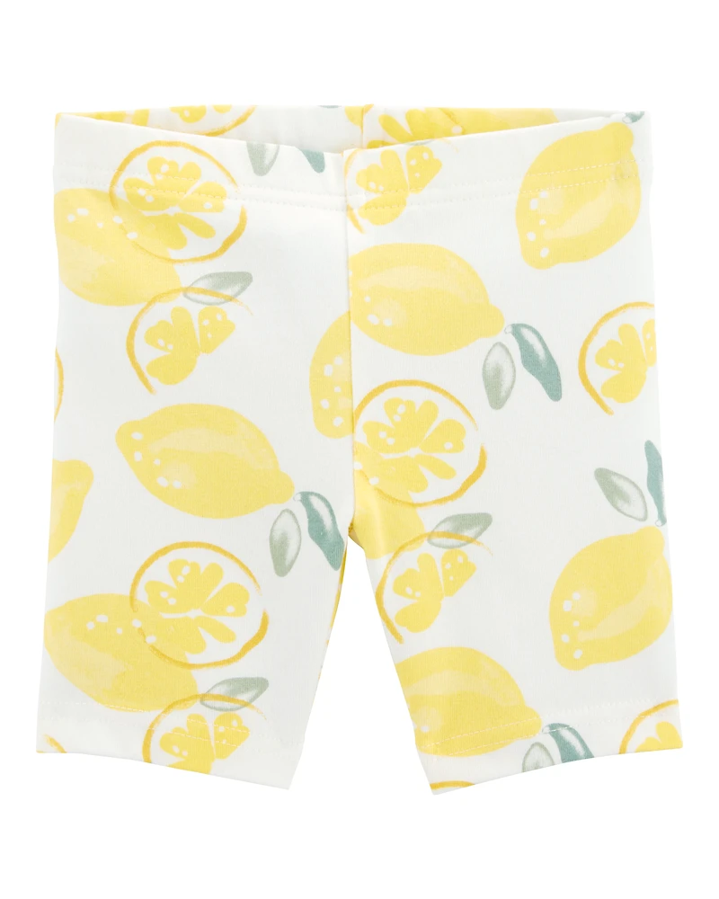 Baby Girl Lemon Print Bike Shorts - Multi