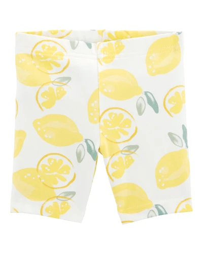 Baby Girl Lemon Print Bike Shorts - Multi