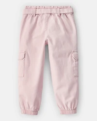 Toddler Girl 2-Piece French Terry Pullover Sweatshirt & Cargo Joggers Set - Ivory/Pink