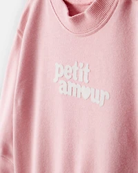 Baby Girl 'Petit Amour' Cotton Long-Sleeve Jumpsuit - Pink