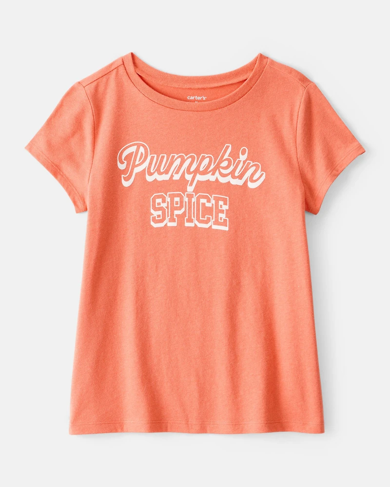 Girls Pumpkin Spice Short-Sleeve Graphic Tee - Orange