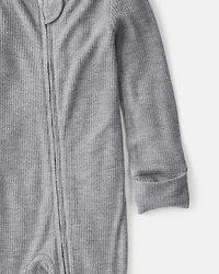 Baby Boy Solid PurelySoft Long-Sleeve 2-Way Zip Sleep & Play Pajamas - Grey