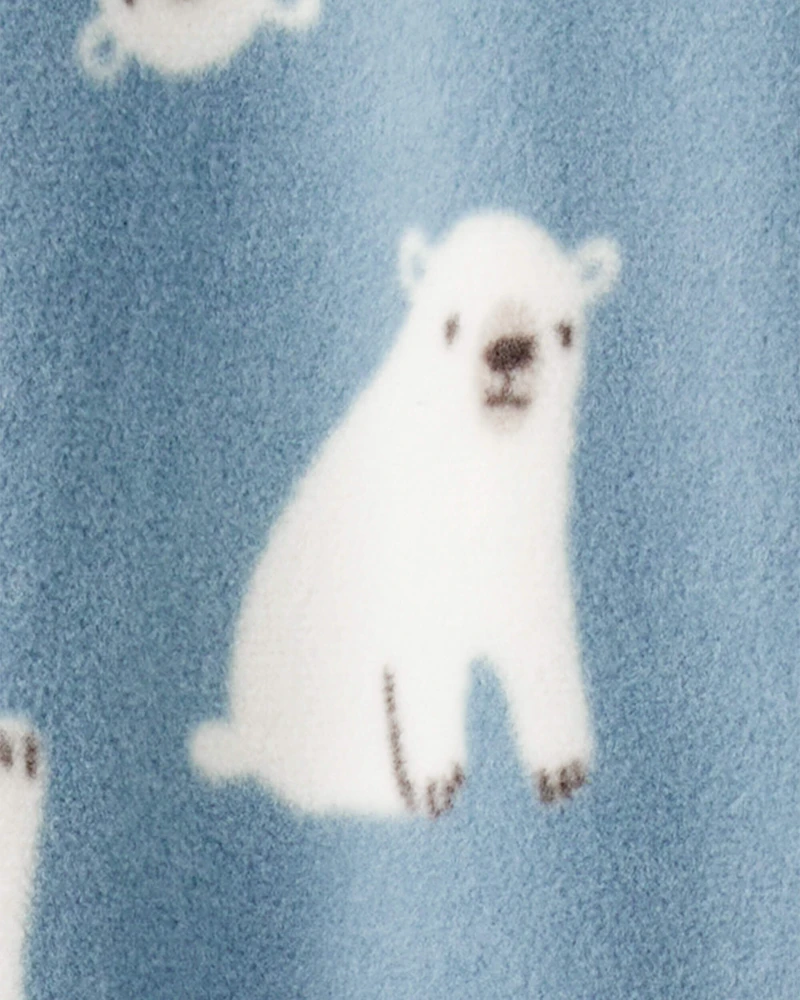 Toddler Boy Polar Bear Loose Fit Long-Sleeve 1-Piece Pajamas - Blue