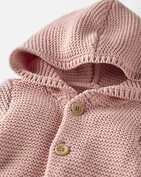 Baby Organic Signature Stitch Cardigan Rose