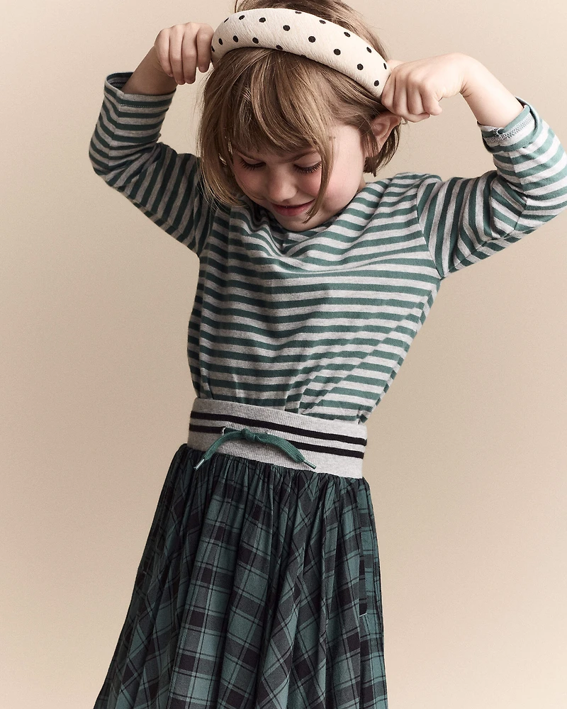 Toddler Girl Avenue Twirl™ Midi Skirt in Plaid - Green/Black
