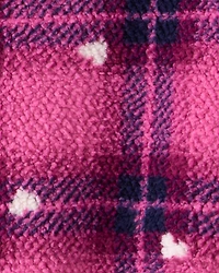 Girls Plaid Sherpa Quarter-Zip Pullover - Pink