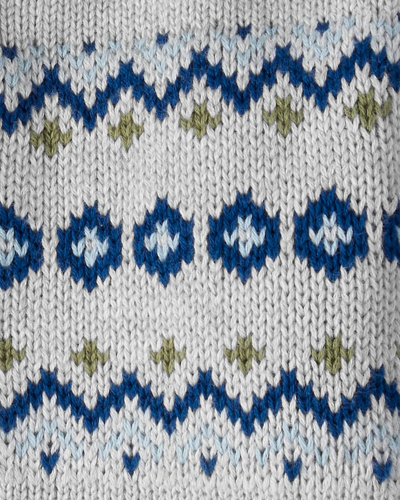 Baby Boy Organic Cotton Fair Isle Sweater Knit Jacket