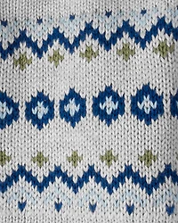 Baby Boy Organic Cotton Fair Isle Sweater Knit Jacket