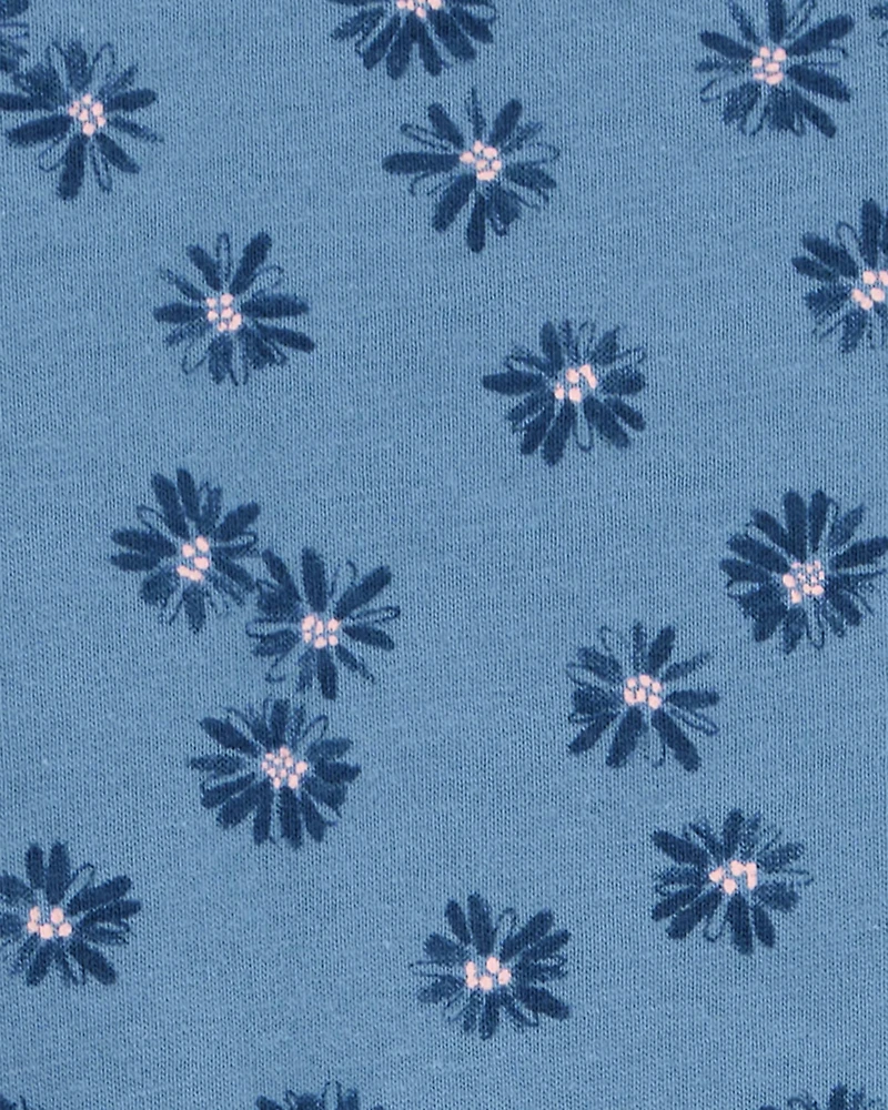 Toddler Floral Tie-Front Short-Sleeve Tee - Blue