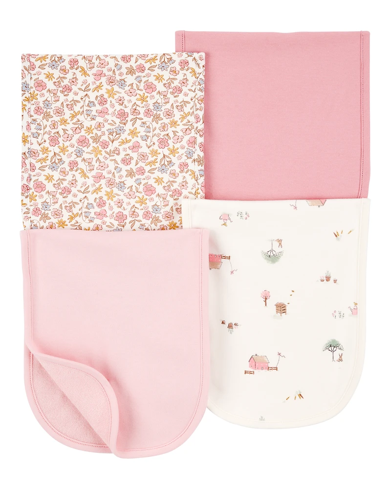 Baby 4-Pack Burp Cloths - Pink
