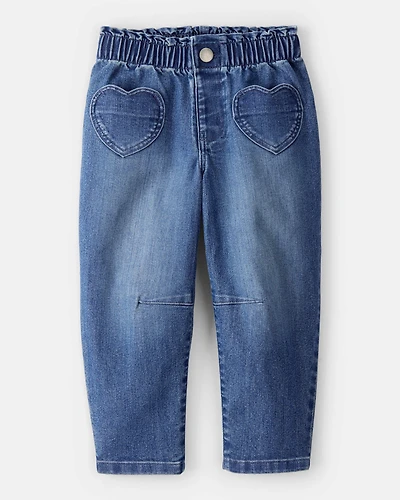 Toddler Girl Heart Pocket Barrel Jeans - Blue