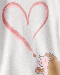 Toddler Girl Hedgehog Print Cotton Long-Sleeve 4-Piece Pajamas - Pink/Orange