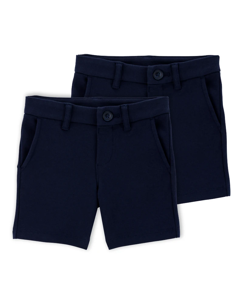 Toddler 2-Pack Ponte Knit Uniform Shorts - Navy