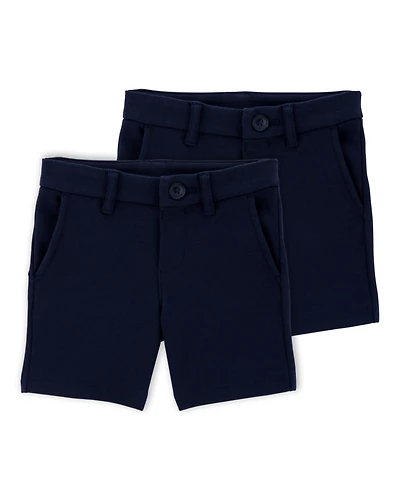 Toddler 2-Pack Ponte Knit Uniform Shorts - Navy