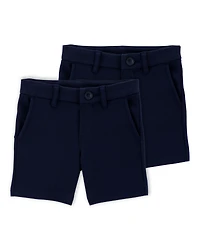 Toddler 2-Pack Ponte Knit Uniform Shorts - Navy