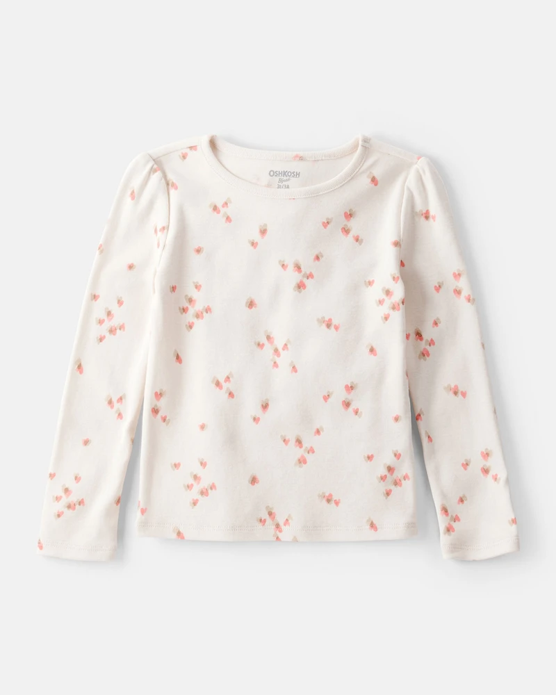 Toddler Girl 2-Piece Heart Print Cotton Long-Sleeve Dress - Brown