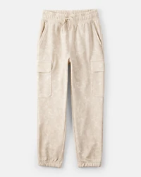 Boys Acid Wash Print French Terry Jogger - Cream