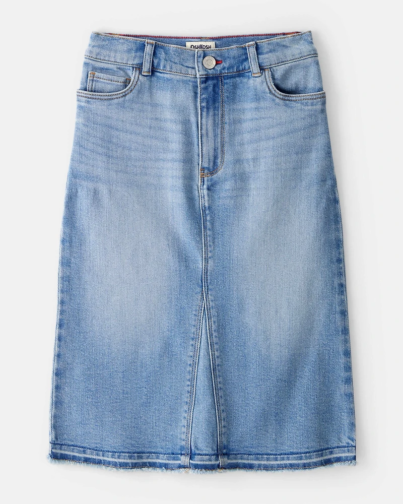 Girls Denim Midi Skirt - Blue