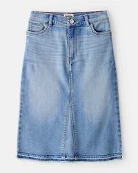 Girls Denim Midi Skirt - Blue