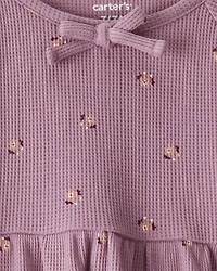 Girls Thermal Fashion Top & Flared Pant Set - Purple