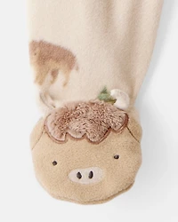 Baby Boy Buffalo Print Loose Fit Long-Sleeve Sleep & Play Pajamas - Brown