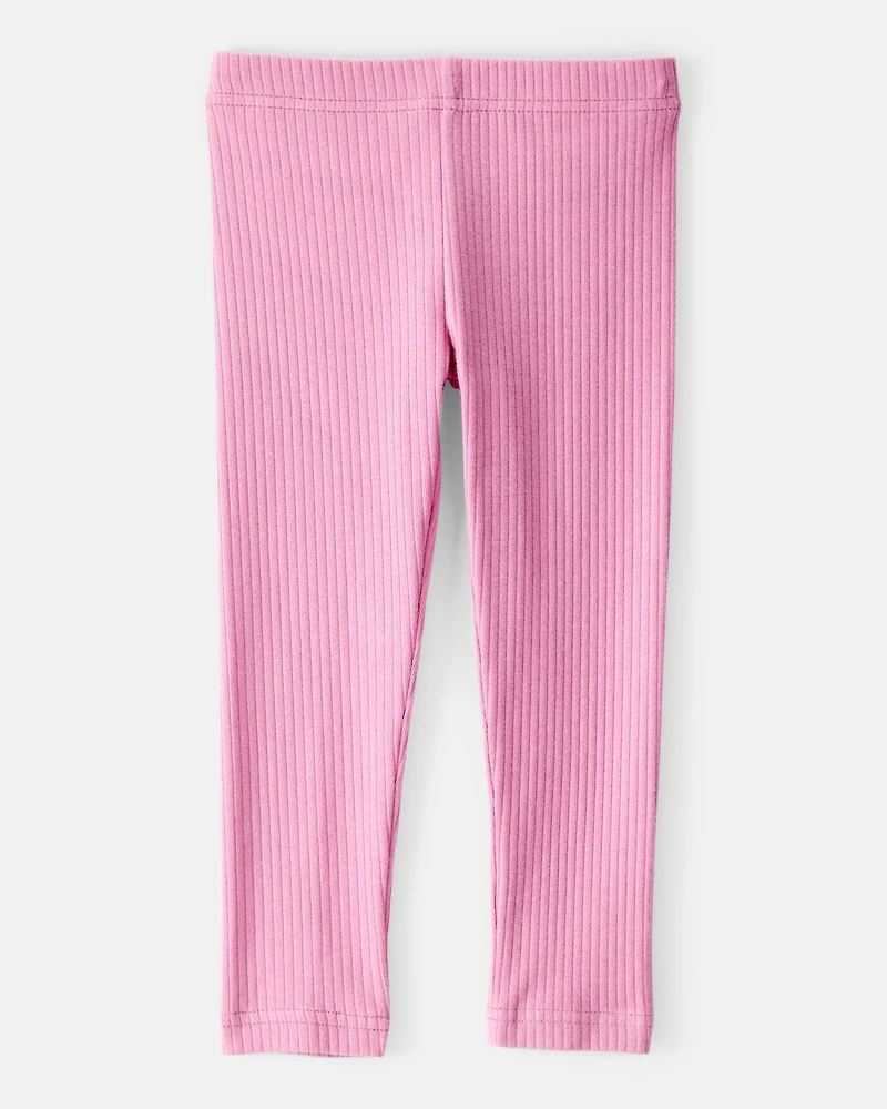 Toddler Girl Cotton Rib Pull-On Stretch Leggings - Purple
