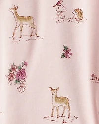 Baby Girl 2-Pack Deer & Floral Print PurelySoft Long-Sleeve Multipack Bodysuits - Burgundy/Pink