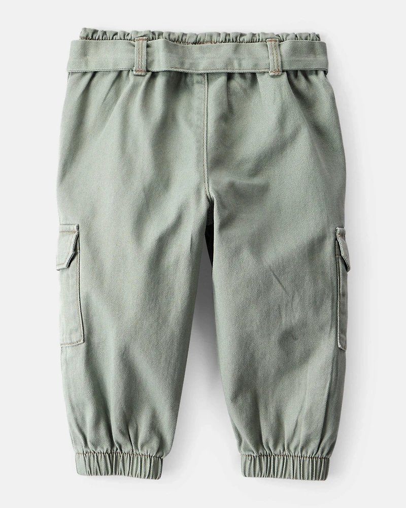 Baby Girl Cotton Cargo Joggers - Green