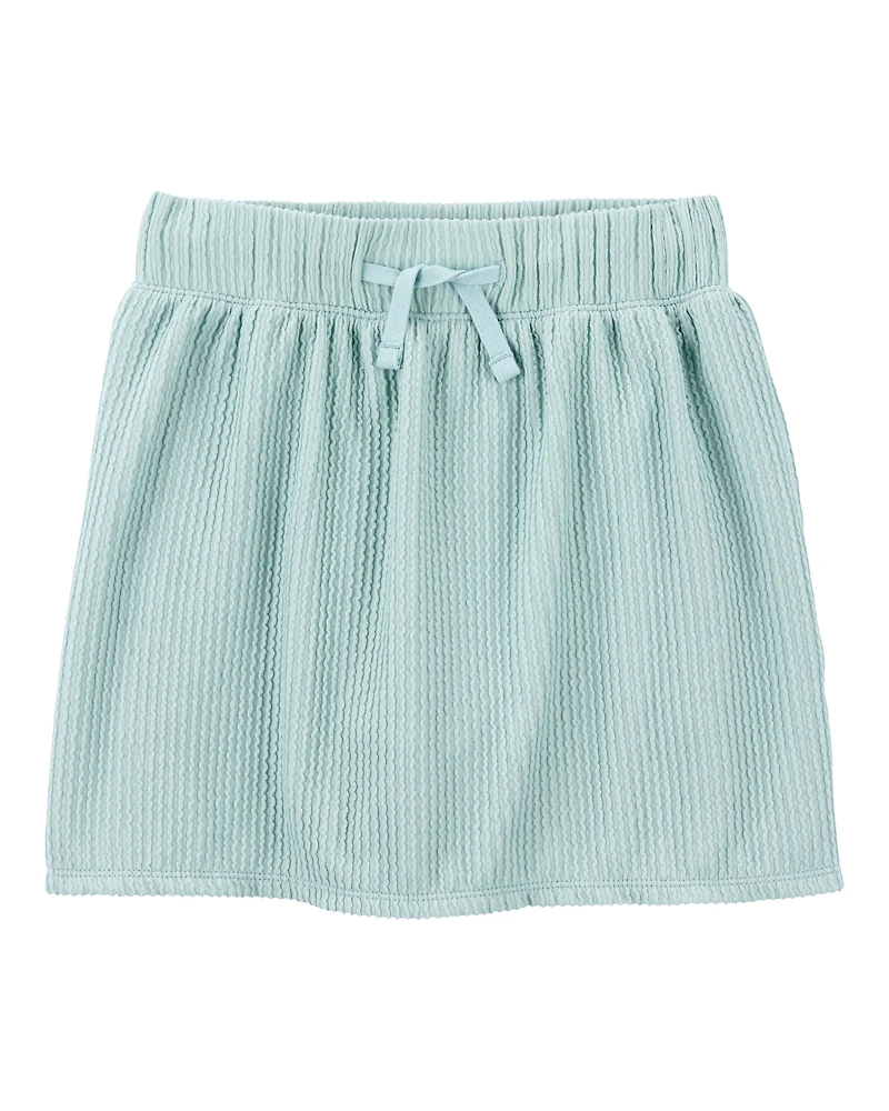 Kid Ribbed Textured Drawstring Skort