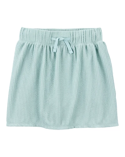 Kid Ribbed Textured Drawstring Skort