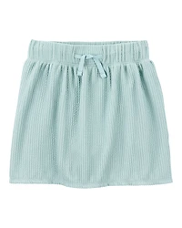 Kid Ribbed Textured Drawstring Skort