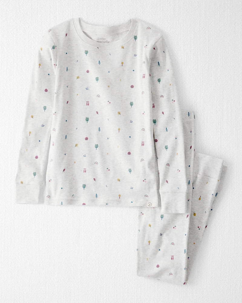 Kid Organic Cotton Pajamas Nature Icon Print