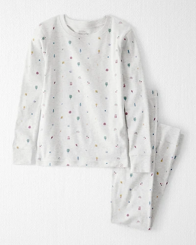 Kid Organic Cotton Pajamas Nature Icon Print