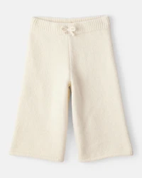 Baby Girl Wide-Leg Sweater Knit Pants - Ivory