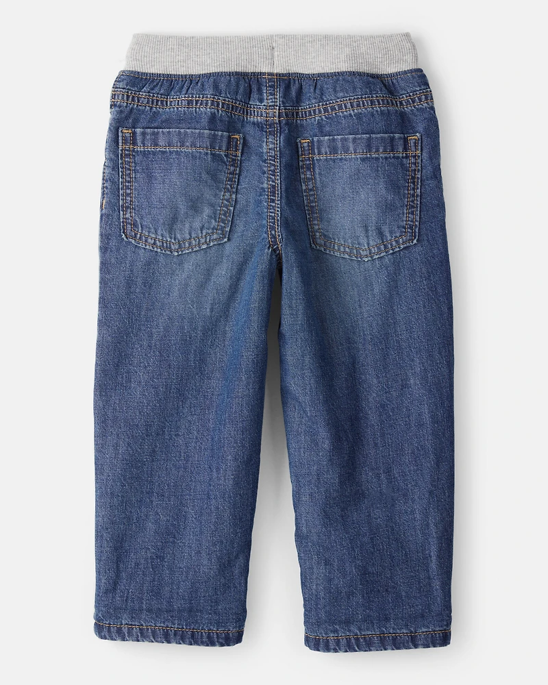Toddler Boy Lined Medium Wash Straight Jeans