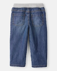 Toddler Boy Lined Medium Wash Straight Jeans