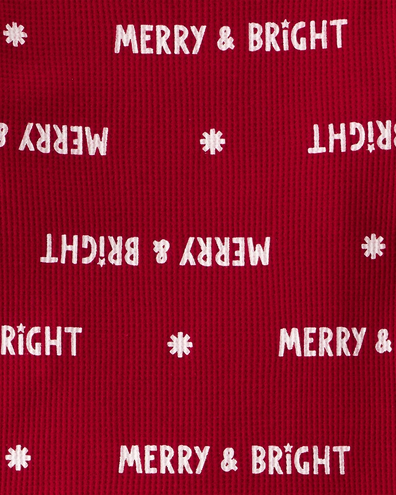 Toddler Merry & Bright Christmas Cotton Long-Sleeve Snug FIt 2-Piece Pajamas - Red