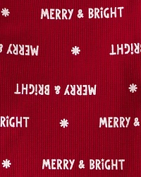 Toddler Merry & Bright Christmas Cotton Long-Sleeve Snug FIt 2-Piece Pajamas - Red