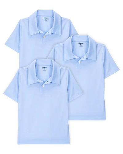 Kid 3-Pack Active Uniform Polo Shirts in Moisture Wicking BeCool™ Fabric - Blue